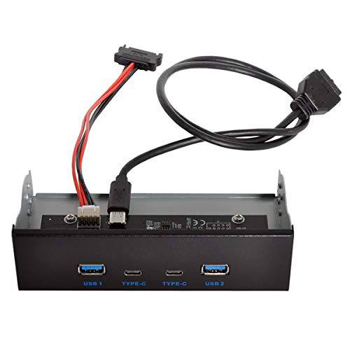 Cablecc USB-C& USB 3.0 허브 4 포트 전면 패널 to 메인보드 20Pin 커넥터 케이블 5.25 CD-ROM 베이