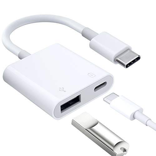 USB C to USB 어댑터, 타입 C OTG 케이블, 2 in 1 USB C Male to USB Female and 충전 포트 어댑터 호환가능한 갤럭시 S20/ Note10, LG V40, 구글 Pixel4 XL, 구글 크롬캐스트 구글 TV 2020