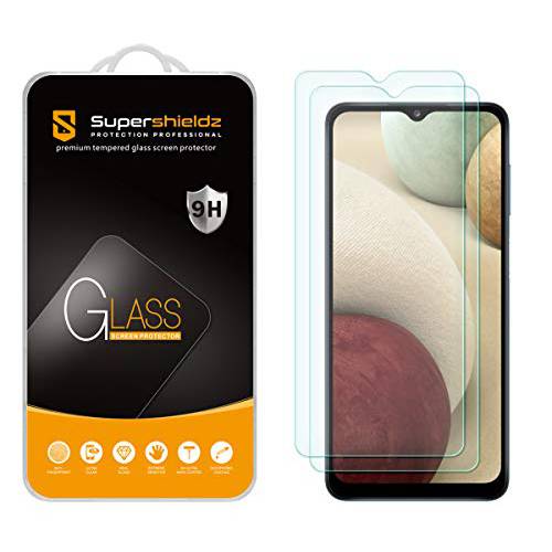 (2 팩) Supershieldz 삼성 갤럭시 A12 강화유리 화면보호필름, 액정보호필름, 안티 스크레치,  기포방지