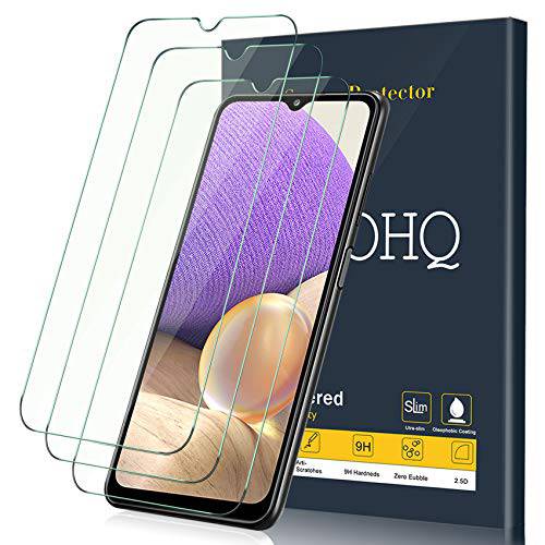 QHOHQ 3 팩 화면보호필름, 액정보호필름 삼성 갤럭시 A32 5G 6.5, 강화 글래스 필름, 9H 강도 - HD - Anti-Scratch - 2.5D 엣지 - Anti-Fingerprint - 간편 설치