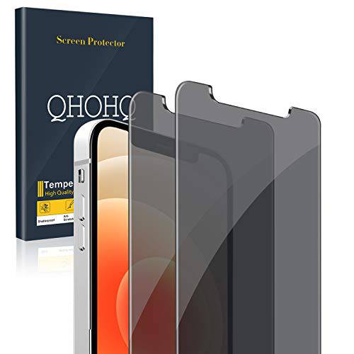 [2 팩] QHOHQ 프라이버시 화면보호필름, 액정보호필름 아이폰 12 미니 5G [6.1], Anti-Spy 강화유리 필름, 9H 강도 - 2.5D 엣지 - 스크레치 방지 - 케이스 친화적