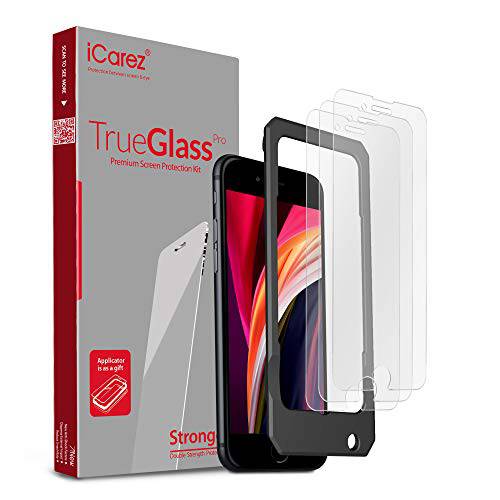 iCarez 강화유리 화면보호필름, 액정보호필름 아이폰 SE 2020 4.7-inches, 3-Pack