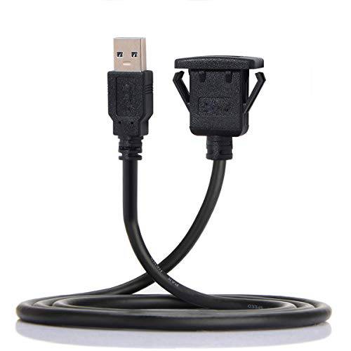 Cablecc 1m 방수 싱글 USB 2.0 연장 래치 마운트 자동차 AUX 케이블 대쉬보드 패널