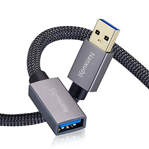 Nanxudyj USB 3.0 연장 케이블 1ft/ 0.3m, USB 확장기 케이블 타입 A Male to A Female 데이터 전송 케이블 5Gbps 플레이스테이션, 엑스박스, 오큘러스 VR, USB 플래시 드라이브, 카드 리더, 리더기, 하드 드라이브, 키보드, 프린터