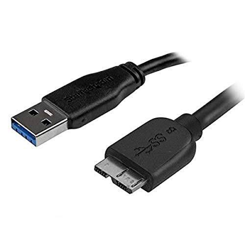StarTech.com 2m 6ft 슬림 USB 3.0 A to 마이크로 B 케이블 M/ M - 휴대용 충전 동기화 USB 3.0 마이크로 B 케이블 스마트폰 and 태블릿 (USB3AUB2MS)