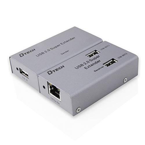 DTECH 멀티 USB 신호 확장기 Over 이더넷 Cat5 Cat6 케이블 up to 164 ft 연장 4 확장 USB A 2.0 포트 데이터 허브 파워 서플라이 어댑터 컴퓨터 웹캠 카메라 하드디스크 키보드 마우스