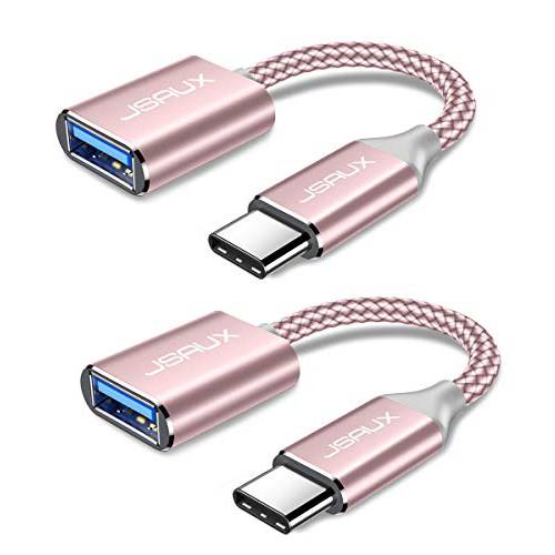 USB C to USB 어댑터 [2 팩], JSAUX USB 타입 C Male to USB 3.0 Female OTG 케이블 Thunderbolt3 to USB 어댑터 호환가능한 맥북 프로/ 에어 2019 2018 2017, 삼성 갤럭시 S20 S20+ 울트라 노트 10 S9 S8