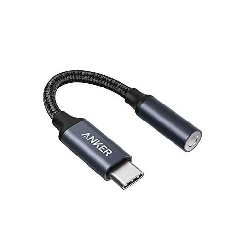Anker USB C to 3.5mm 오디오 어댑터, Male to Female 나일론 케이블 삼성 S20/ S20+/ S20 울트라, 픽셀 4/+ 4XL, and More 타입 C 디바이스