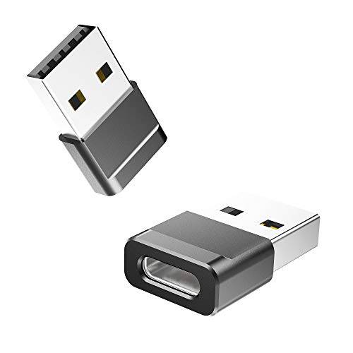 USB C to USB 어댑터 [2 팩], USB C Female to USB Male 어댑터 OTG, 타입 C 어댑터, USB C 컨버터, 변환기 적용가능한 아이폰 미니 11/ 12 프로 맥스, 아이패드 에어/ 프로, 갤럭시 노트 10 S20, 구글 픽셀