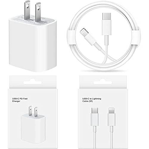 아이폰 고속충전기 Kit【Apple MFi 인증된】 20W PD 타입 C 파워 벽면 충전기 6FT USB C to 라이트닝 케이블 호환가능한 아이폰 12/ 12 미니/ 12Pro/ 12 프로 맥스/ 11/ 11 프로 맥스/ Xs 맥스/ XR/ X, 아이패드 에어팟