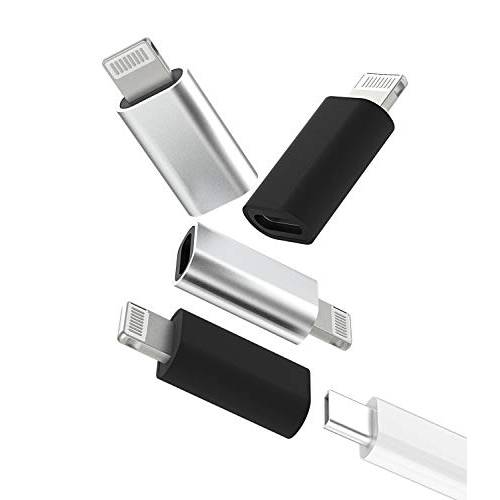 4Pack, USB C Female to 라이트닝 Male 어댑터, USB-C to 라이트닝 어댑터, 라이트닝 to USB C, 타입 C 케이블 충전기 어댑터 애플 아이폰 12 11 미니 프로 맥스 XS XR X SE2 7 8Plus 아이패드 에어 USBC 충전