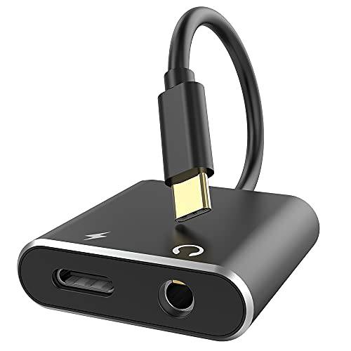 MOSWAG 2in1 USB C to 3.5mm 오디오 어댑터 타입 C PD 18W 충전 오디오 스테레오 USB C to 3.5mm 헤드폰 잭 어댑터 호환가능한 삼성 S21 S20 S20+ 울트라/ 구글 픽셀 5 4 4 XL 3 3 XL
