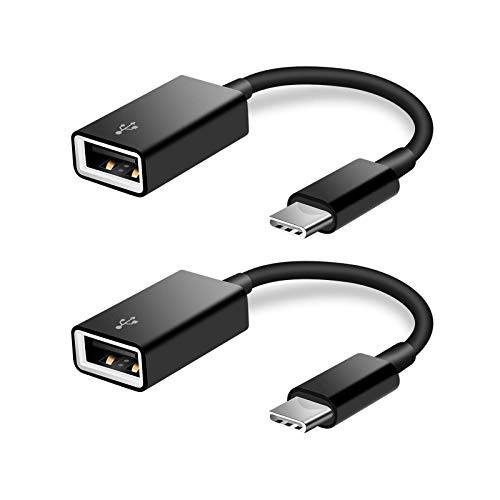 2 팩 USB C to USB 2.0 어댑터 Type-C OTG 케이블 타입 C Male to USB A Female 어댑터 호환가능한 프로/ 에어 2019 2018 2017, 갤럭시 S20 S20+ 울트라 노트 10 S9 S8 (블랙)