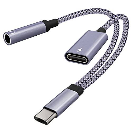 2 in 1 USB C to 3.5mm 오디오 어댑터 USB C PD 60W 고속충전 스테레오 호환가능한 픽셀 4 3 XL, 갤럭시 S21 S20 S20+ 플러스 노트 20