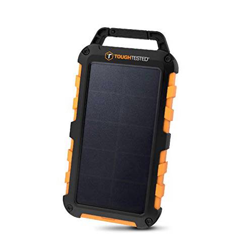 ToughTested 태양광 보조배터리, 파워뱅크 | 10000mAh 휴대용 충전기 LED 플래시라이트, 조명 | IP67 방진/ 충격방지/ 방수 | 하이 능률 태양광 패널 스마트폰 충전기 | TT-PB-E10
