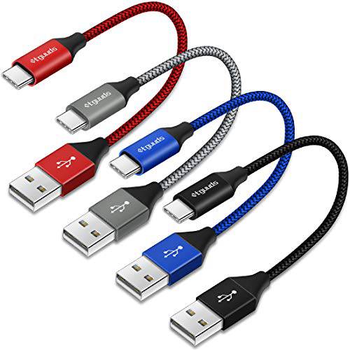 [4-Pack, 1ft] 숏 USB 타입 C 케이블 4.2A 고속충전, etguuds USB A to USB C 케이블 나일론 Braided 호환가능한 삼성 갤럭시 S20 S10 S9 S8 플러스 S10E, A10e A20 A51 A71, 노트 20 10 9 8, Moto G8 G7