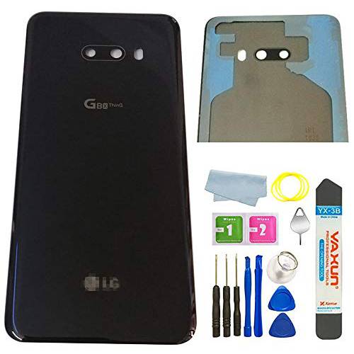 BSDTECH G8X ThinQ 후면 글래스 커버 하우징 도어 테이프 파츠 교체용 LG G8X ThinQ G850QM G850UM (Not 호환 G8 THINQ)+ 툴 (블랙)