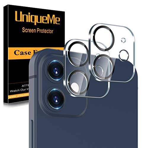 [ 2 팩] UniqueMe 카메라 렌즈 보호 호환가능한 아이폰 12 6.1 [Not 아이폰 12 프로] 강화유리, [나이트 원] [케이스 친화적] [Ultra-thin][Scratch-Resistant]