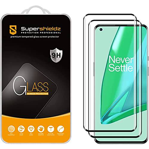 (2 팩) Supershieldz Designed OnePlus 9 프로/ OnePlus 9 프로 5G 강화유리 화면보호필름, 액정보호필름, 0.33mm, (풀 커버) (3D 엣지 글래스) 안티 스크레치,  기포방지 (블랙)