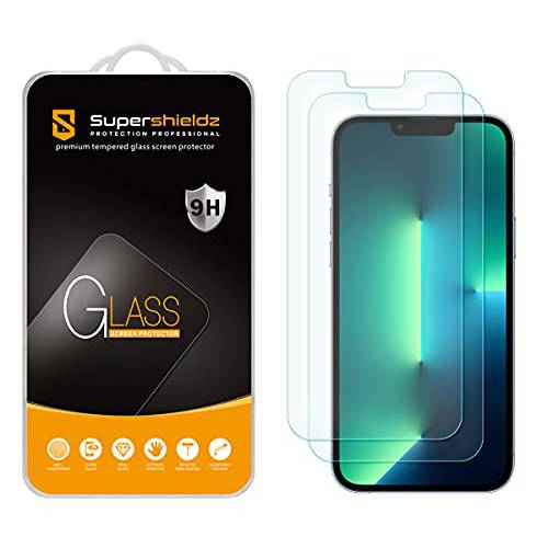 (2 팩) Supershieldz Designed 애플 아이폰 13 프로 맥스 (6.7 인치) 강화유리 화면보호필름, 액정보호필름, 안티 스크레치,  기포방지