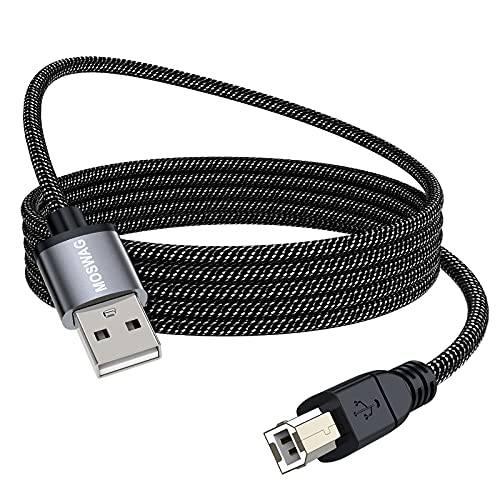 MOSWAG USB 프린터 케이블 5FT/ 1.5Meter 스캐너 케이블 USB 프린터 케이블 타입 A to 타입 B 듀러블 USB 2.0 스캐너 케이블 고속 HP, 캐논, Dell, Epson, Lexmark, 제록스복사기, Brother, 삼성 and More