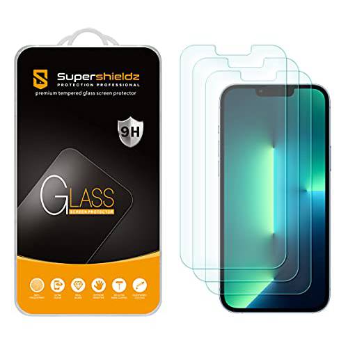 (3 팩) Supershieldz Designed 애플 아이폰 13 프로 맥스 (6.7 인치) 강화유리 화면보호필름, 액정보호필름, 안티 스크레치,  기포방지