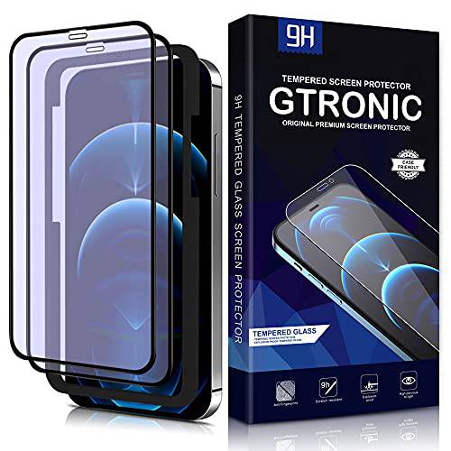 GTRONIC [2 팩] 3D 엣지 풀 커버리지 글래스 안티 UV 블루라이트 강화유리 화면보호필름, 액정보호필름 아이폰 (아이폰 12/ 12 프로)