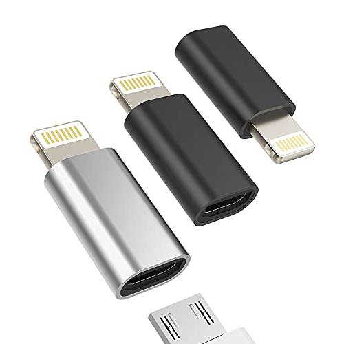 3Pack, 호환가능한 라이트닝 to Male 마이크로 USB Female 어댑터 호환가능한 아이폰 12 11 프로 맥스 미니 xs xr x se 7 8 6s 6 5s 플러스 아이패드 에어 충전 케이블 커넥터 파워 충전기 컨버터, 변환기 포트