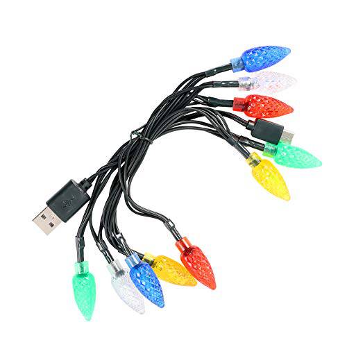 Hemobllo LED 크리스마스 라이트 충전 케이블 USB and 전구 충전기 Type-c USB 충전 케이블 10 다양한색 라이트 적용가능한 안드로이드 휴대폰
