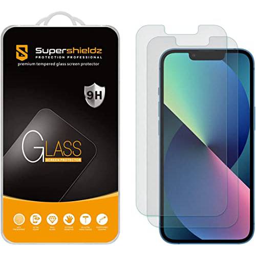 (2 팩) Supershieldz 안티 글레어 (매트) 화면보호필름, 액정보호필름 Designed 아이폰 13 and 아이폰 13 프로 (6.1 인치) [ 강화유리] 0.33mm, 안티 스크레치,  기포방지