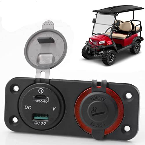 Roykaw 골프 카트 시거잭 퀵 충전 USB 충전기 포트 타입 C& USB 충전기 소켓 에즈고 클럽 자동차 야마하 - Q C3.0, 64W 출력