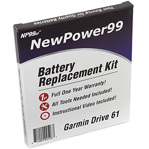 NewPower99 배터리 교체용 키트 가민 드라이브 61, 61LM, 61LMT-S 툴, 비디오 명령,  긴수명 배터리