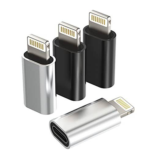 4Pack, 호환가능한 라이트닝 Male to USB C Female 어댑터 타입 c 파워 충전기 플러그 충전 케이블 커넥터 호환가능한 아이폰 애플 12 11Pro 맥스 미니 X/ XR/ Xs/ SE/ 8/ 7/ 6Plus 아이패드 에어 케이블