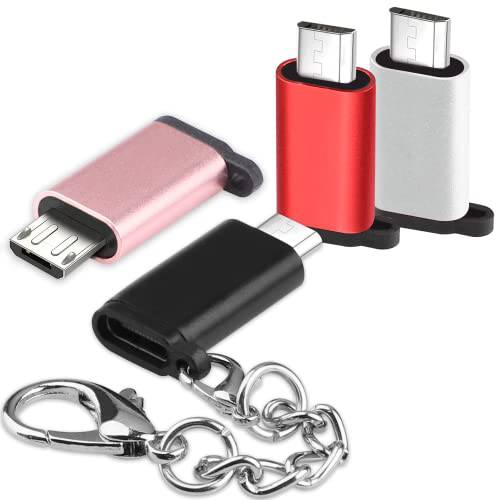 VAKS USB C to 마이크로 USB 어댑터 [4 팩], USB C Female to 마이크로 USB Male 변환 커넥터 충전 데이터 동기화 호환가능한 삼성 갤럭시 S7 S7 엣지, 넥서스 5 6 and 마이크로 USB 디바이스, 4 팩