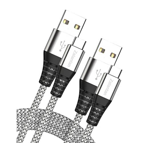 타입 c 충전기, 3A 고속 changing2Pack[3.3ft+ 6.6ft]USB-A to USB-C 나일론 Braided 데이터동기화 케이블 삼성 갤럭시 S10E S20 S22 S21 S10 S9 S8 플러스 노트 20 10 9, A80 A71 A72 usb c charger-silver