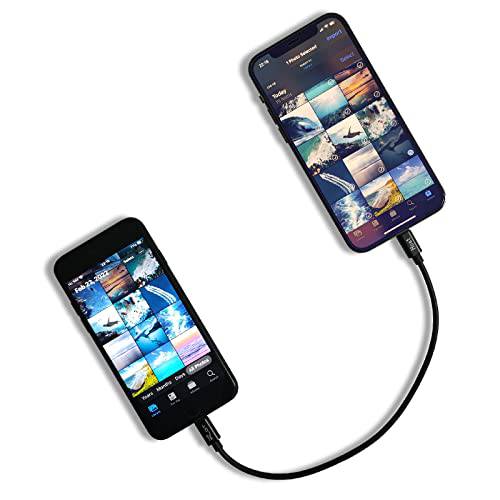 AMZPILOT 호환가능한 아이폰 to 아이폰 전송 케이블, iOS 14 to 8 핀 OTG 케이블 Male to Male 데이터 Migration 유선 케이블 동기화 포토/ 비디오, 아이폰 시리즈 13/ 12 미니/ 프로 맥스/ 11/ Xs/ XR/ X/ 8 - 1FT