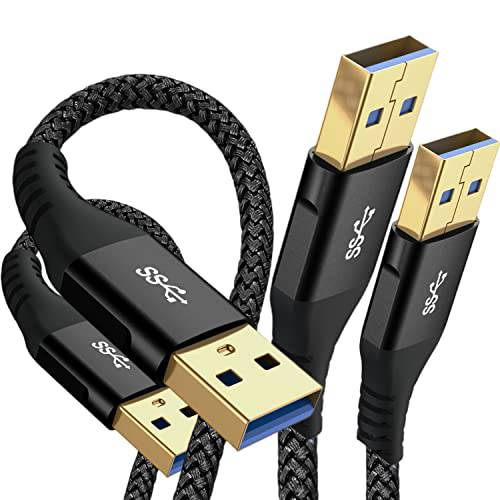 USB to USB 케이블 [2-Pack, 6.6ft], AviBrex USB 3.0 A to A 케이블 타입 A Male to 타입 A Male 데이터 전송 호환가능한 하드 드라이브, 노트북, DVD 플레이어, TV, USB 3.0 허브, 모니터, 카메라, 세트 Up 박스& More