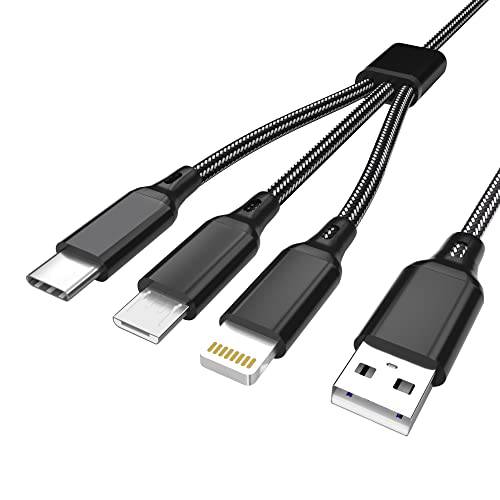 멀티 충전 케이블, 3 in 1 범용 충전 케이블 2M/ 6FT 다양한 USB 케이블 고속충전 멀티 케이블 어댑터 타입 C/ 마이크로 USB/ L 커넥터, 호환가능한  휴대폰 and More