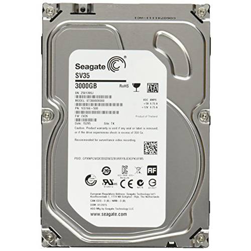Seagate SV35 3TB 7200RPM SATA 6-Gb/ s 64MB Cache 3.5-Inch 내장 드라이브 for 비디오 Surveillance (ST3000VX000)
