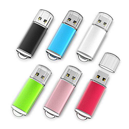 KEATHY 6 팩 1GB USB 플래시드라이브 USB 2.0 썸 드라이브 메모리 스틱 점프 드라이브 펜 드라이브 - 블랙/ 레드/ 블루/ 실버/ 그린/ 골드 (1GB, 6 혼합 컬러)