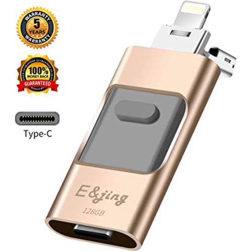 USB 플래시 드라이브 for iPhone _ E & jing iPhone 플래시 드라이브 128GB 유형 C iPhone 외부 저장 장치 USB C 3.0 photostick iPhone, Android 유형 C, PC Photo iPhone Picture Stick (Gold)