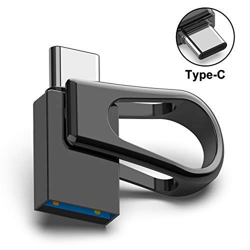 Sanfeya USB C 플래시드라이브 64GB, 2-in-1 USB 3.0 썸 드라이브, 듀얼 USB 메모리 스틱 펜 드라이브 for Type-C 안드로이드 스마트폰 태블릿 and New 맥북, 블랙