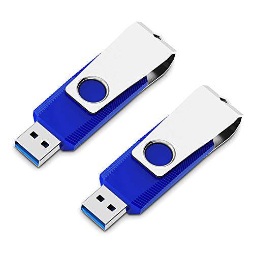 Aiibe  고속 2 팩 64GB USB 3.0 플래시드라이브 썸 드라이브 메모리 스틱 Speeds Up to 100MB/ s (64G, 블루)