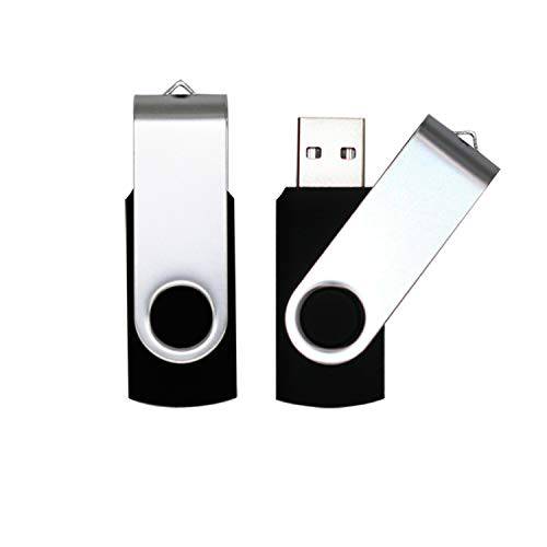 USB 플래시 드라이브 32GB 2 팩 USB 2.0 썸 드라이브 점프 드라이브 벌크, 대용량 메모리 스틱,막대 ZIP 드라이브 스위블 키체인,키링,열쇠고리 디자인 Black