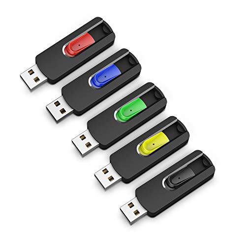 KOOTION 32 GB 플래시드라이브 32 GB USB 2.0 메모리 스틱 5 팩 Pendrive 접이식 점프 드라이브 Colorful Zip Drives(Red, 블루, 그린, 옐로우, 블랙)