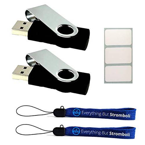 64GB 조명 Drives (2 팩 벌크, 대용량 - 블랙) 3.0 USB 메모리 번들,묶음 with (2) Everything But Stromboli  끈& (3) 화이트 이름 for PENDRIVE/ Flashdrive