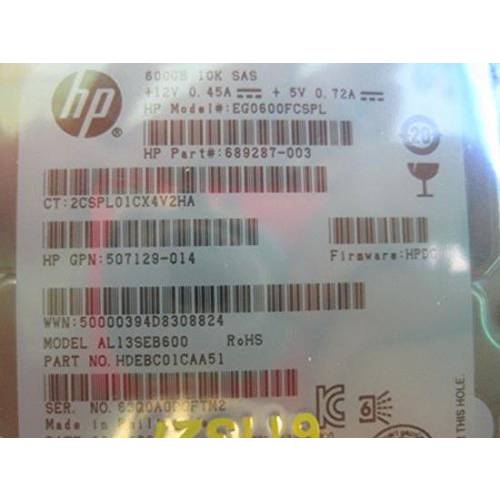 HP EG0600FCSPL HP 600GB 6G SAS 10K rpm SFF (2.5-inch) 듀얼 Port Enterprise (리퍼)