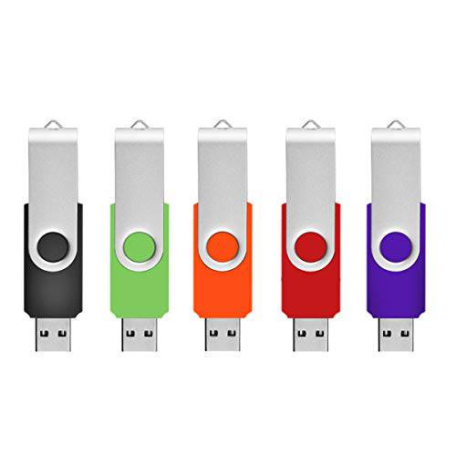 5 X 8GB USB 플래시 드라이브 Bosexy 썸 드라이브 메모리 스틱 스위블 키체인,키링,열쇠고리 모양뚜껑디자인 led 인디케이터 블랙 그린 Red Orange Purple 5PCS 8GB Each 믹스 컬러 포함