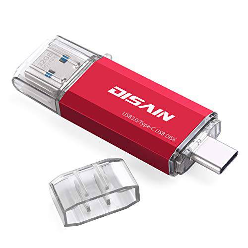 USB C 플래시드라이브, DISAIN 32GB 타입 C 플래시드라이브(USB-A 3.0/ USB-C 3.0),  고속 듀얼 조명 메모리 스틱 for USB-C 스마트폰, 태블릿, PC, 맥북 프로/ 에어