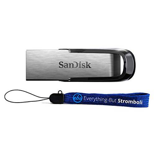 SanDisk 128GB 울트라 Flair USB 3.0 플래시드라이브 128 Gig 고속 메모리 펜 드라이브 (SDCZ73-128G-G46) 번들,묶음 with (1) Everything But 스트롬볼리 스트랩